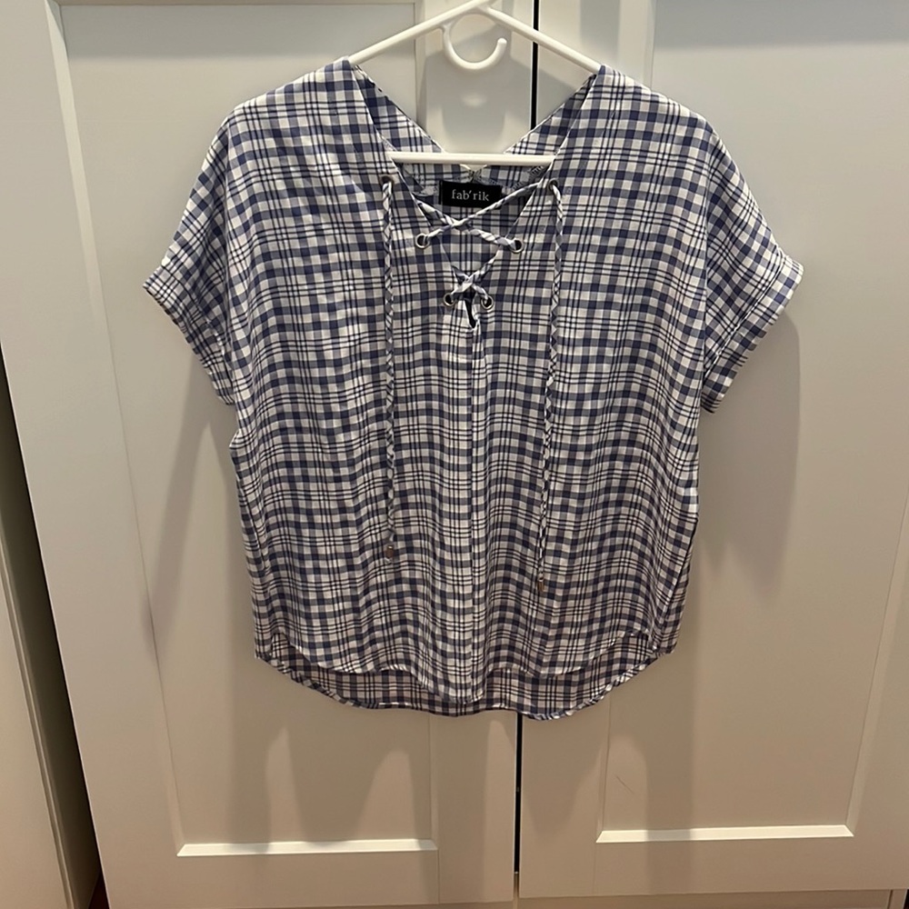 Blue plaid top